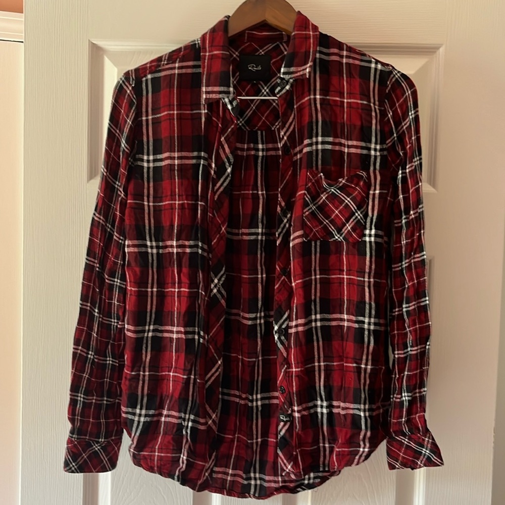 Rails liza flannel shirt red black white size small